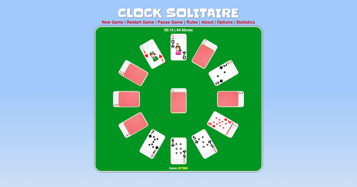 Clock Solitaire Card Game