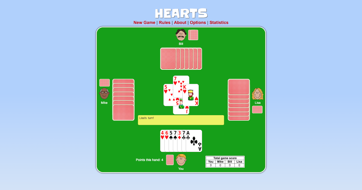 easy hearts card game