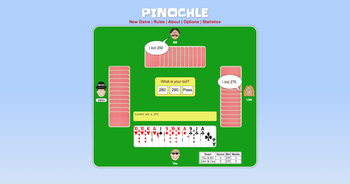 online card games pinochle