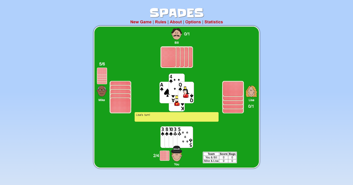 spades free multiplayer online card game